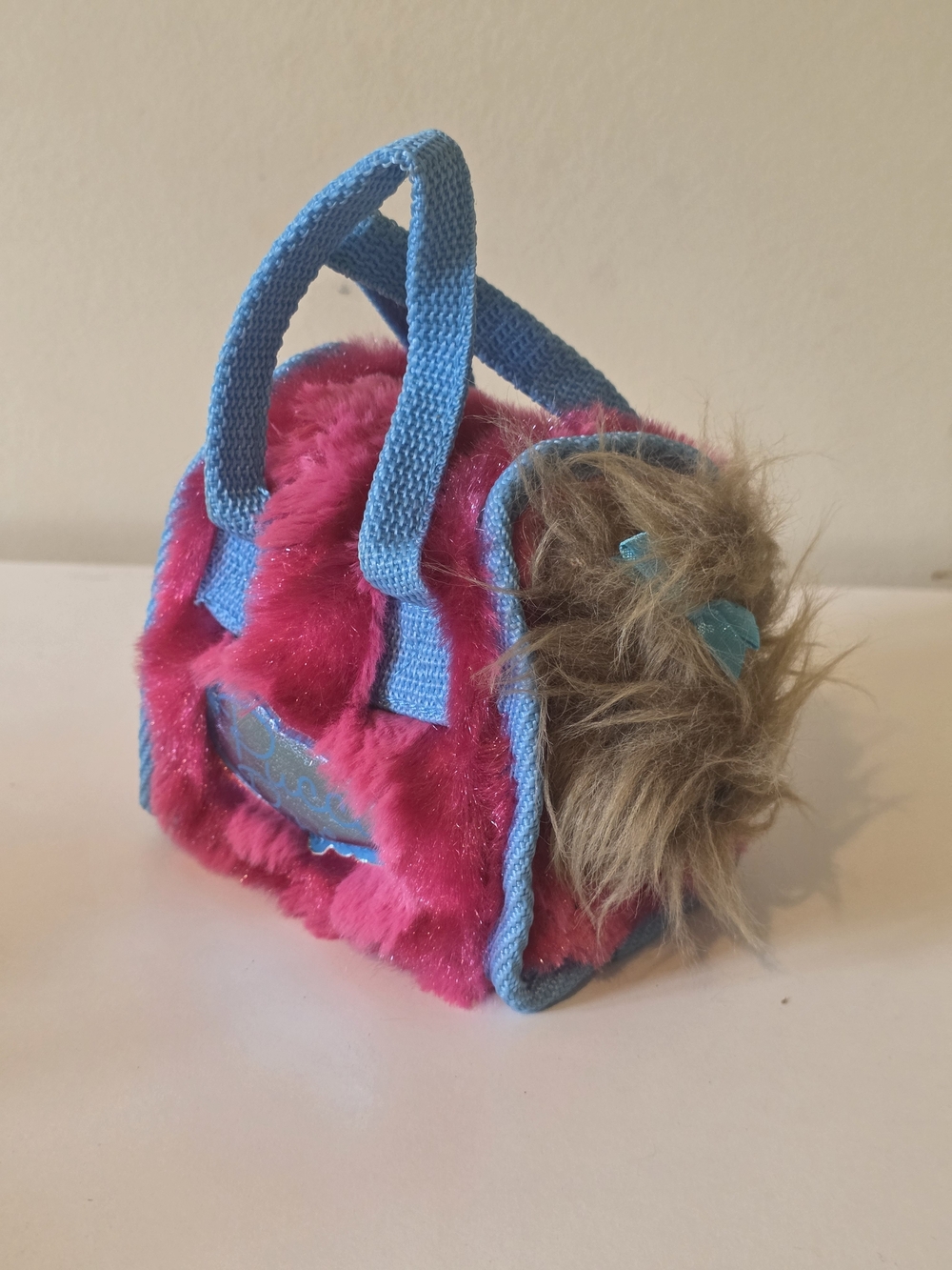 Plush Pink and Blue Faux-Fur Kids Handbag